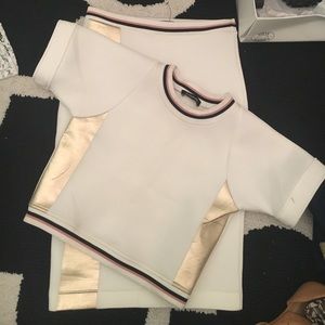 Neoprene like material crop top sporty